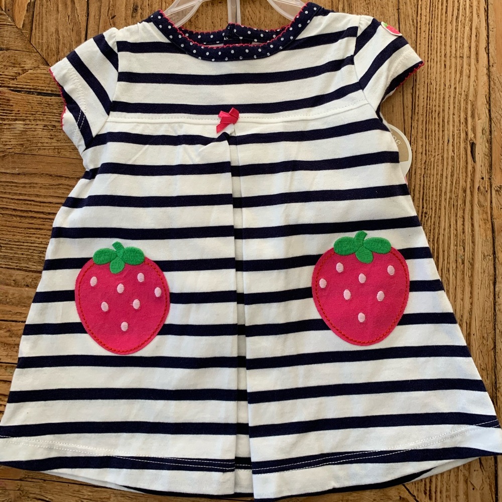 Girls matching set white and navy striped